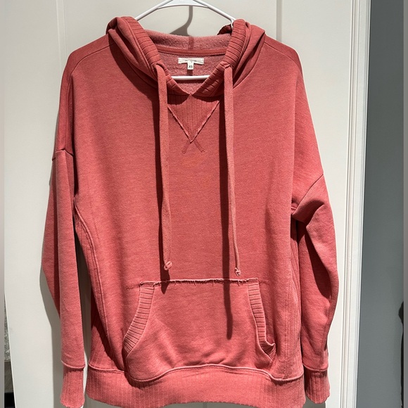 NEW Maurices oversized ribbed solid hoodie XS coral color - Picture 1 of 8